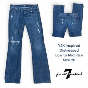 7 for ALL MANKIND Distressed Denim Bootcut Jeans Women's 28 Y2K inspired